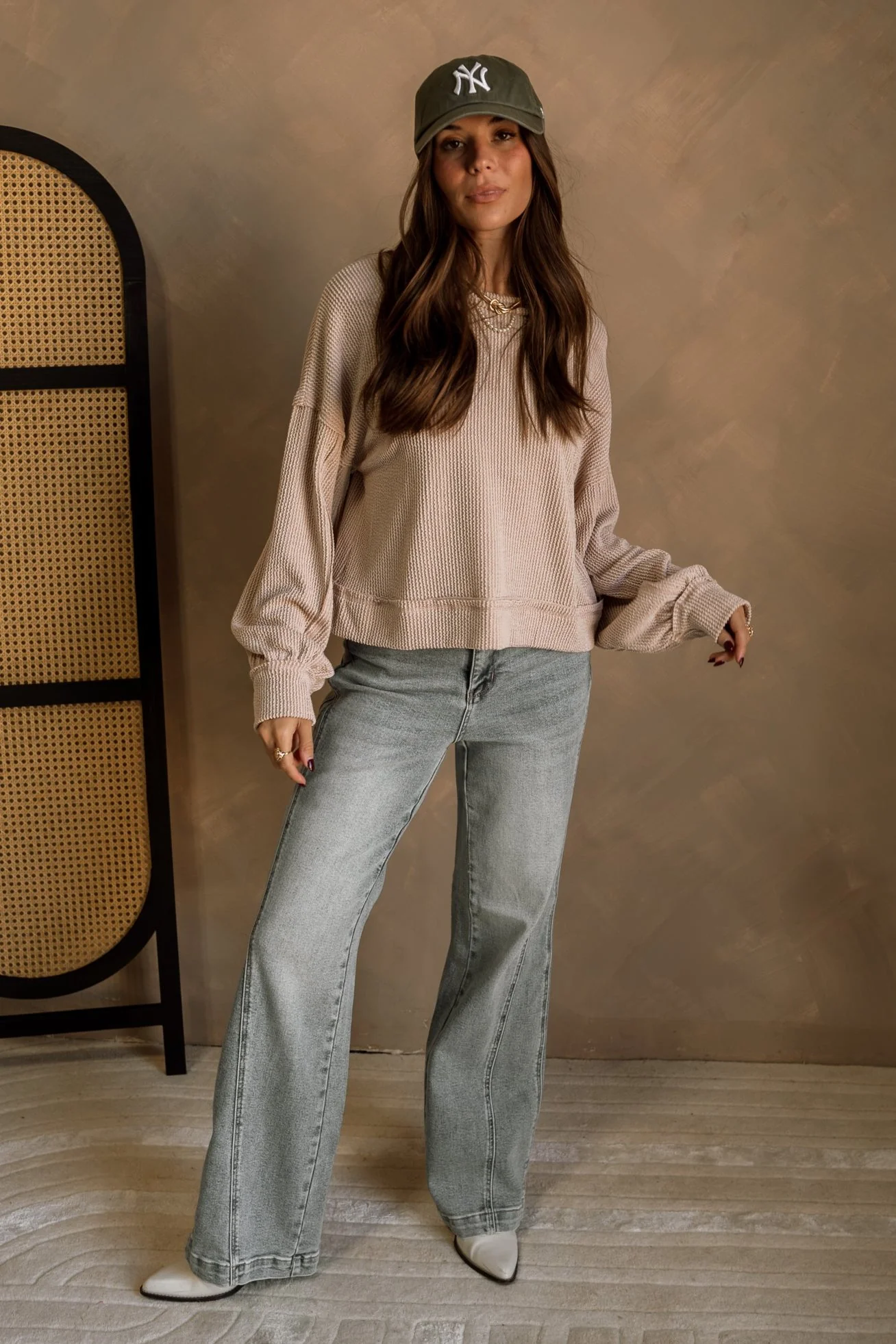 Nila Oatmeal Long Sleeve Top - Image 2