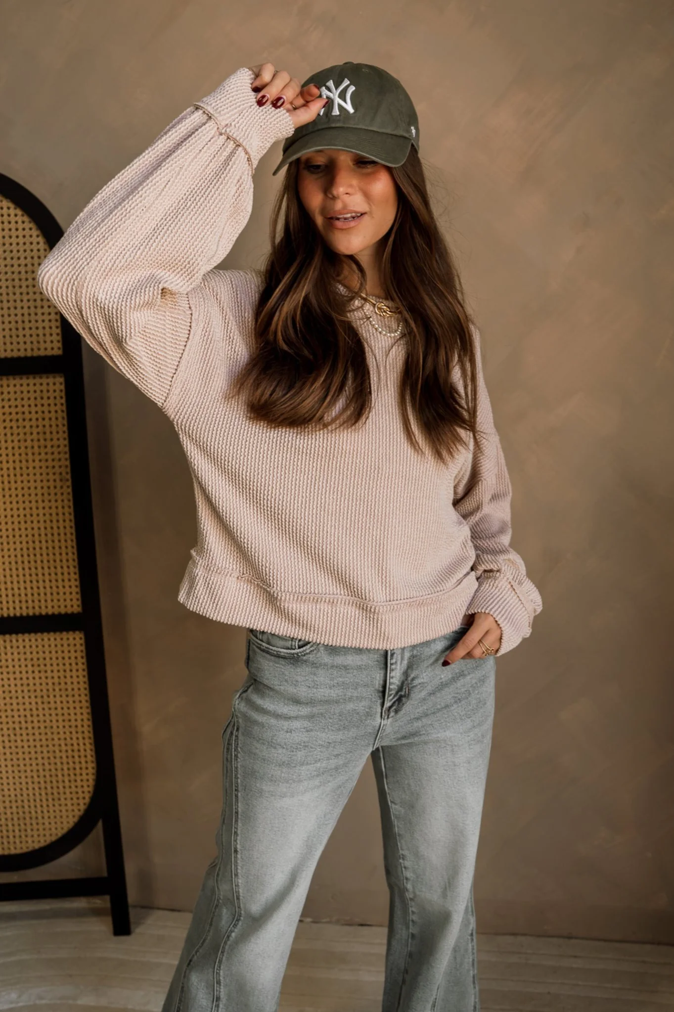 Nila Oatmeal Long Sleeve Top - Image 5