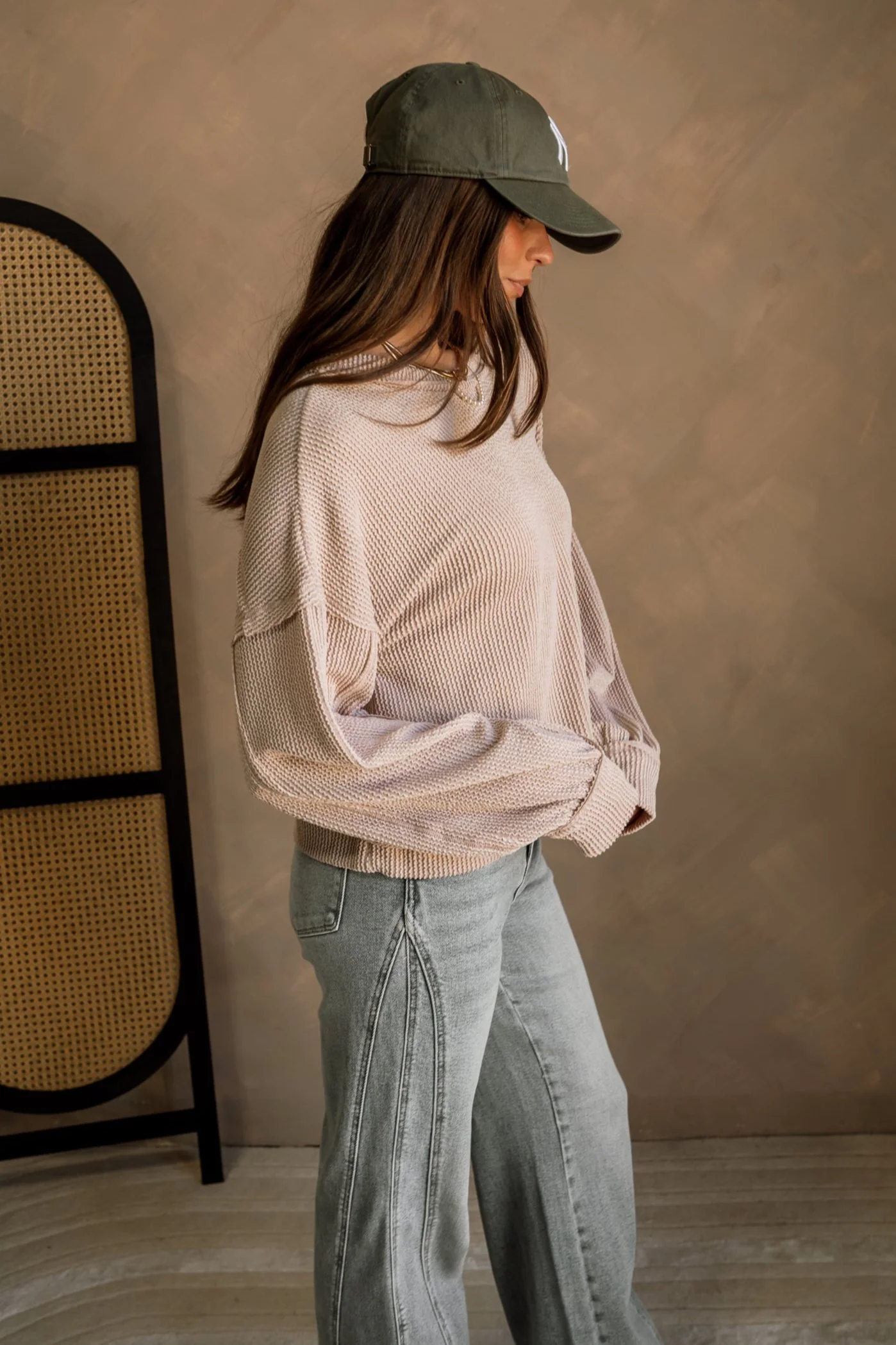 Nila Oatmeal Long Sleeve Top - Image 6