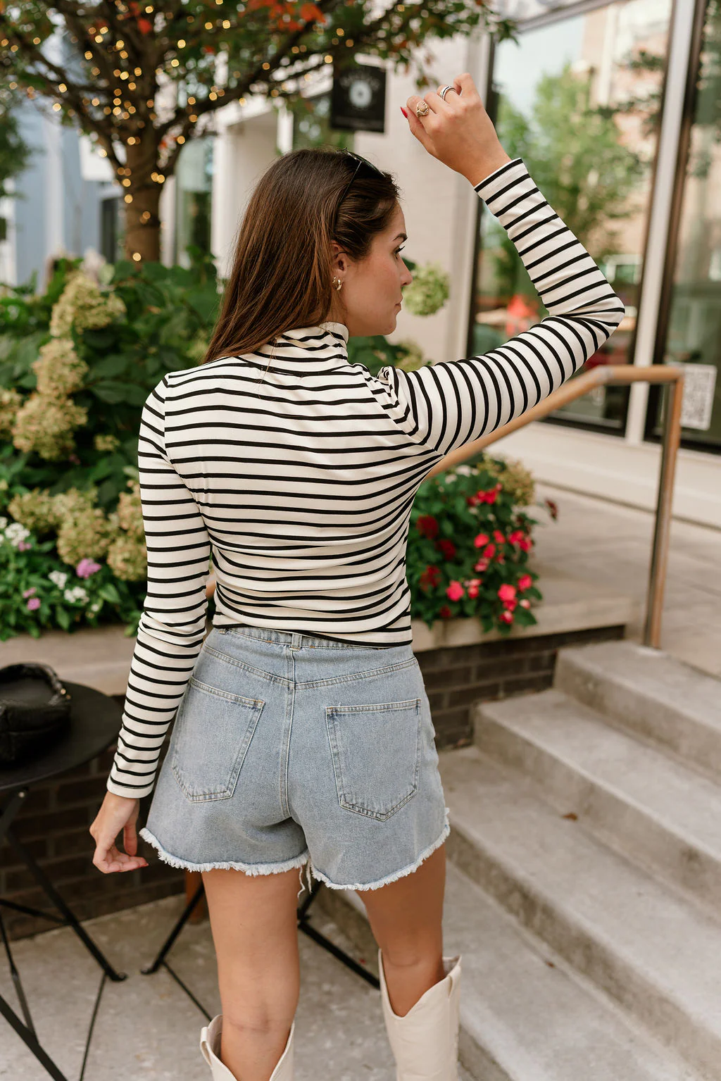 Sierra Cream & Black Stripe High Neck Top - Image 6