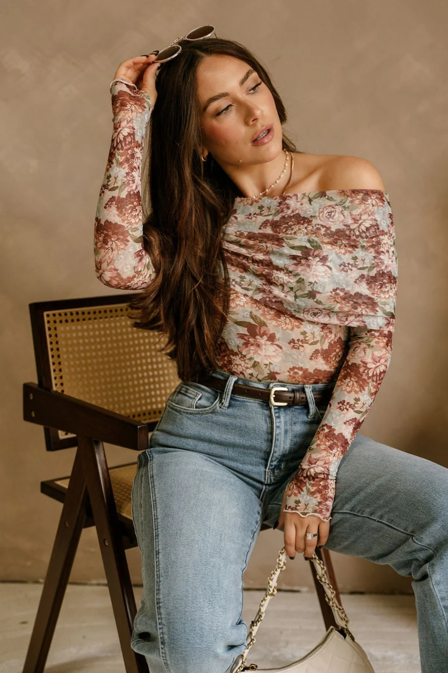 Daniella Sage Multi Floral Mesh Bodysuit
