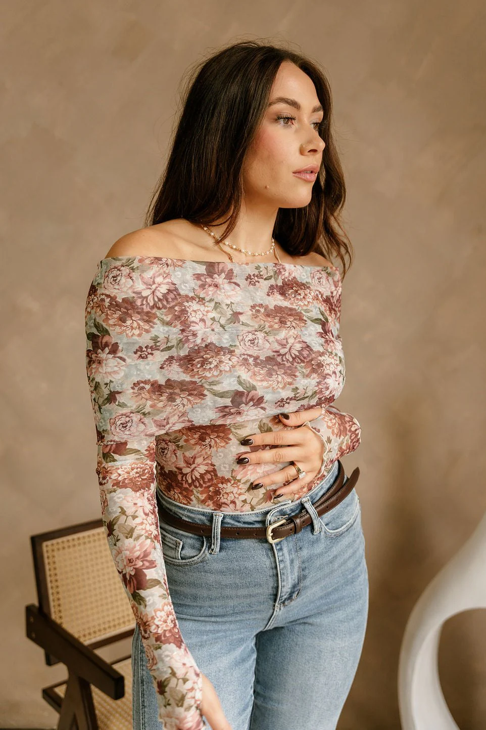 Daniella Sage Multi Floral Mesh Bodysuit - Image 6