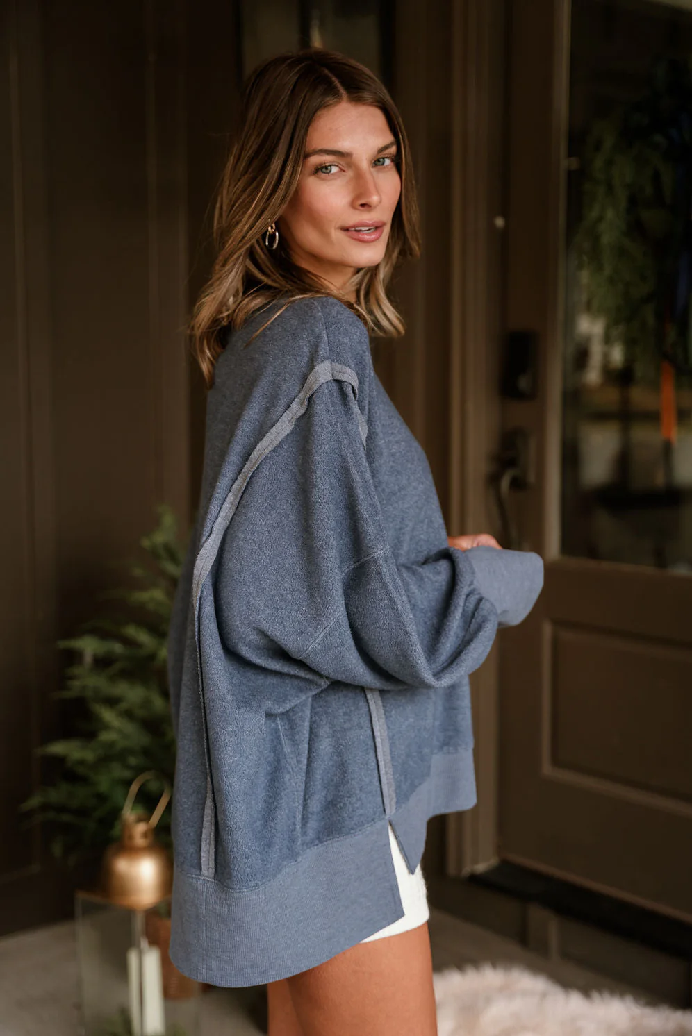 Nylah Dusty Navy Long Sleeve Sweatshirt - Image 3