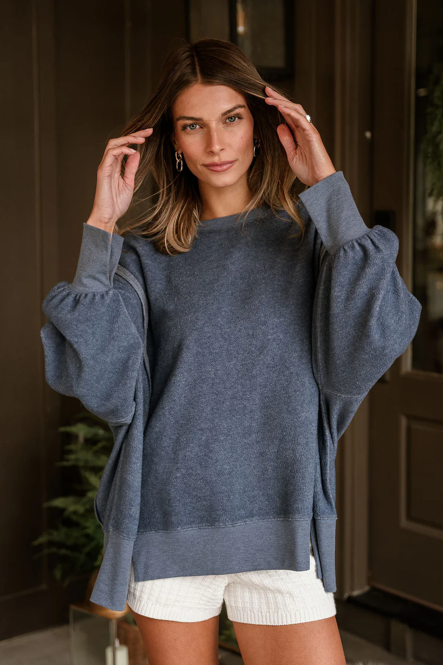 Nylah Dusty Navy Long Sleeve Sweatshirt - Image 7