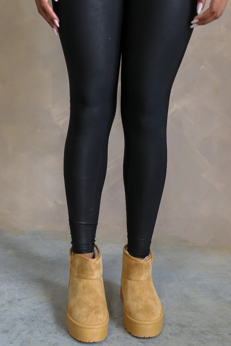 Oamira Camel Suede Platform Booties - Image 2