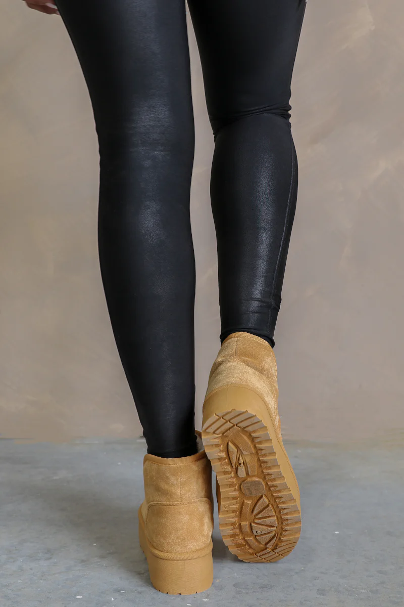 Oamira Camel Suede Platform Booties - Image 5