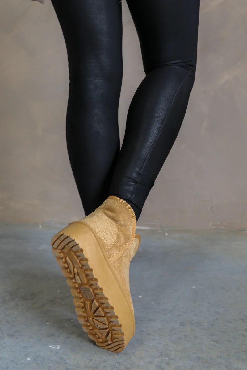 Oamira Camel Suede Platform Booties - Image 6