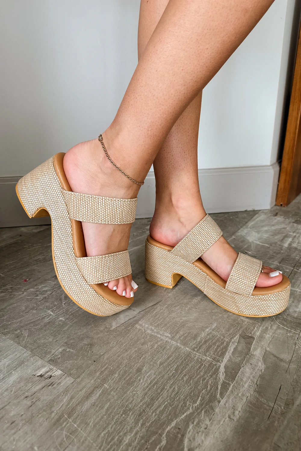 Ocean Avenue Platform Sandal in Natural