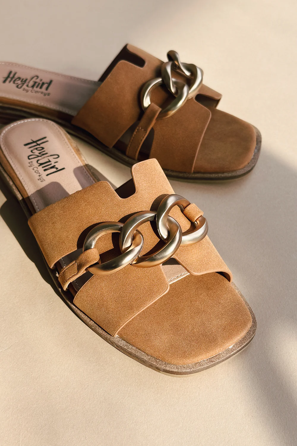 Hey Girl by Corkys Off The Chain Cognac Smooth Sandal