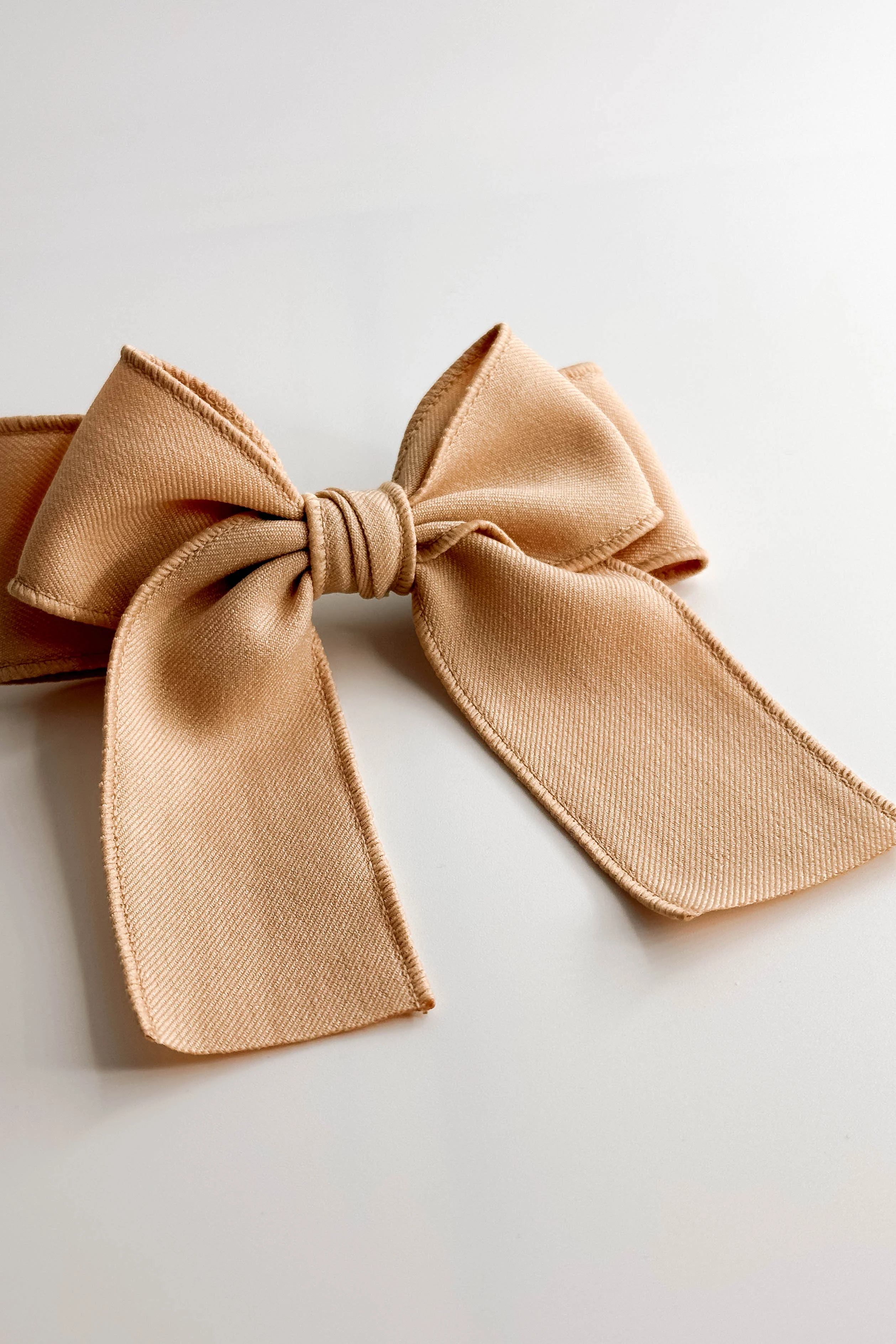 Olivia Hair Bow Barrette in Beige - Image 2