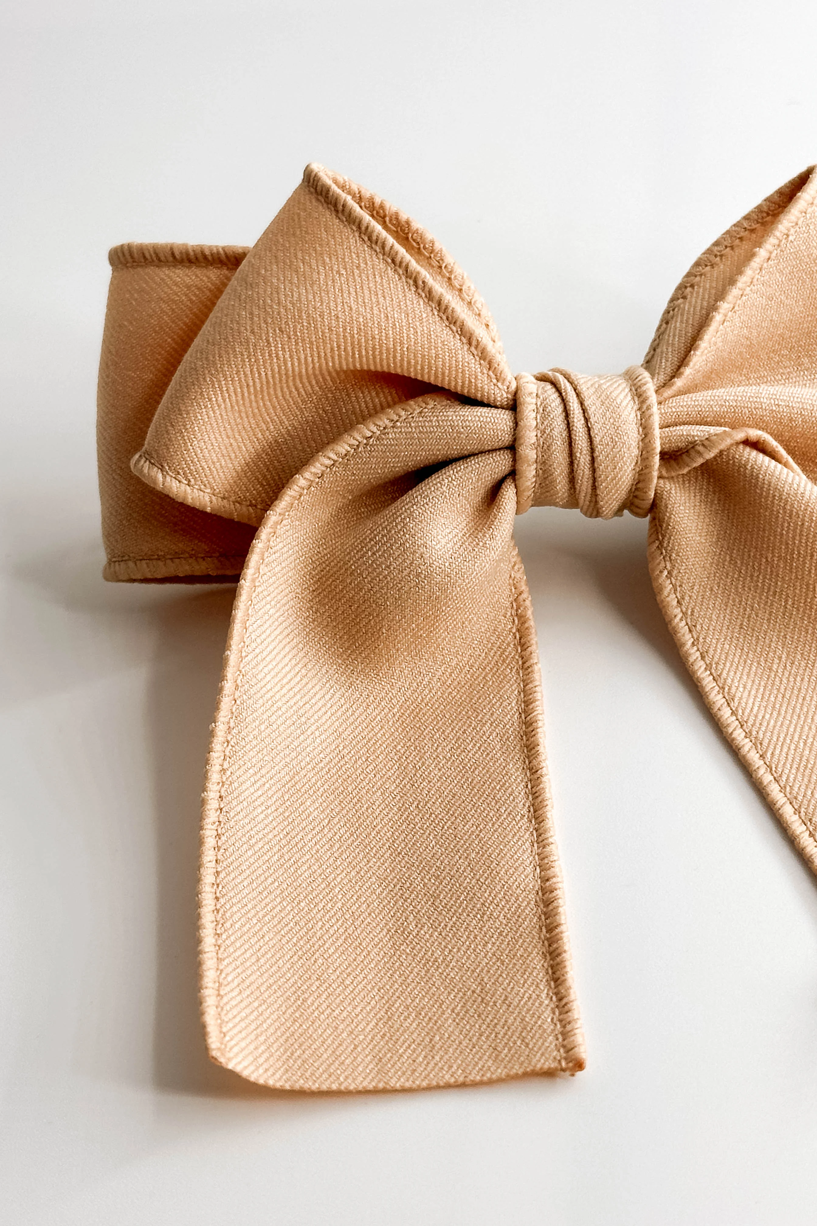 Olivia Hair Bow Barrette in Beige - Image 3