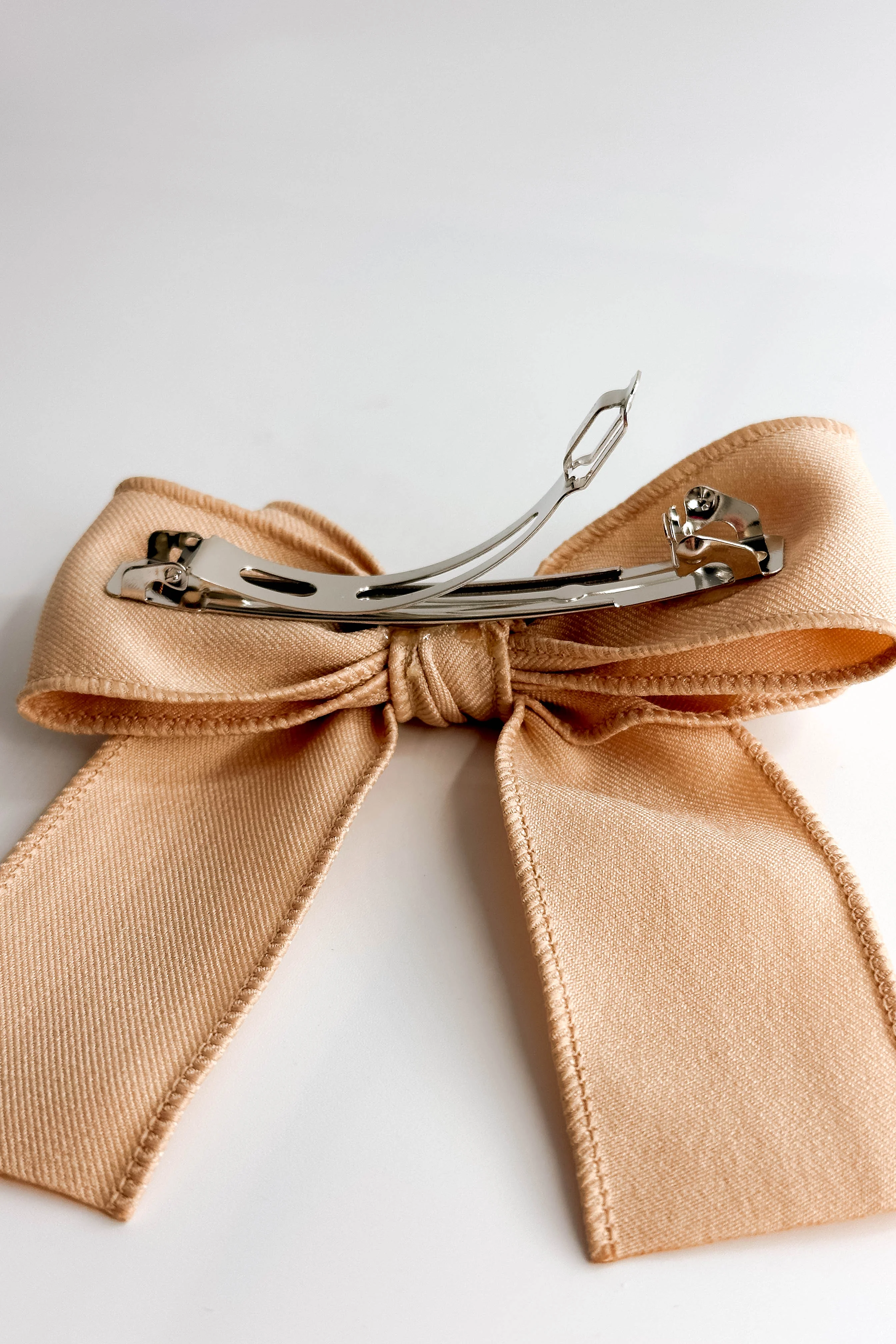 Olivia Hair Bow Barrette in Beige - Image 5