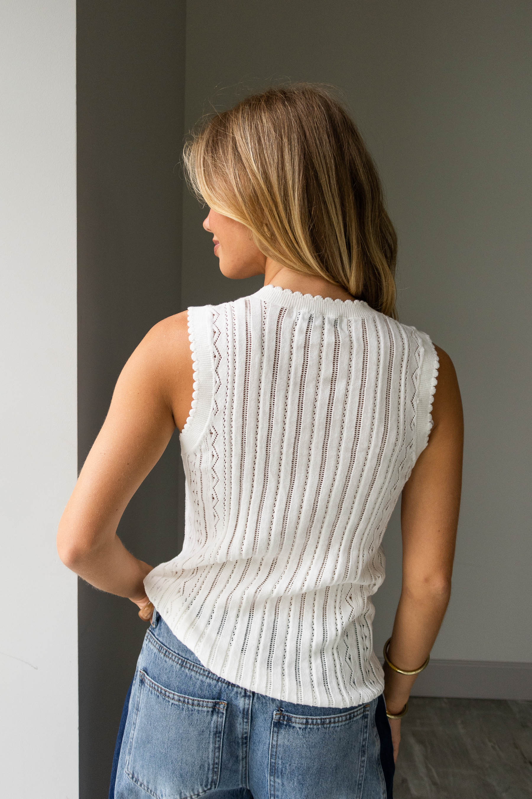 Olivia Off White Scallop Knit Tank - Image 4