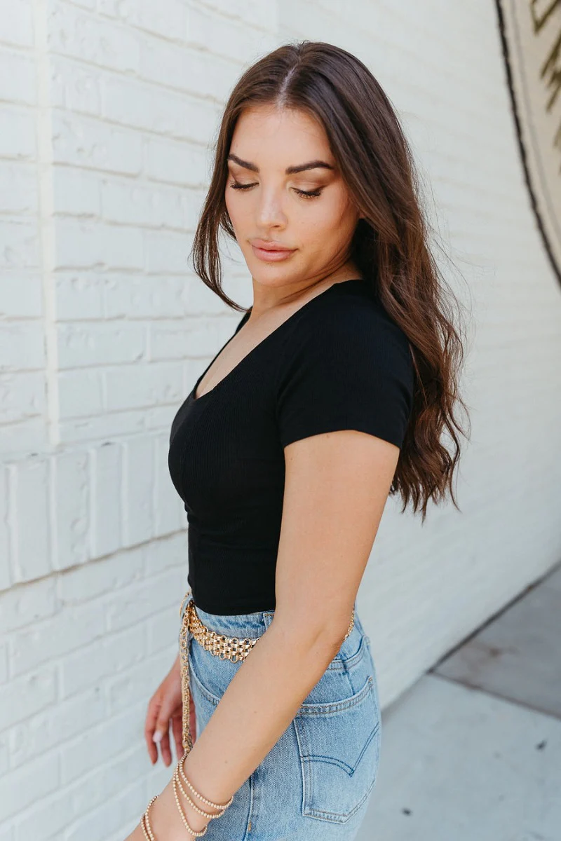 On My Mind Crop Top in Black - Image 3