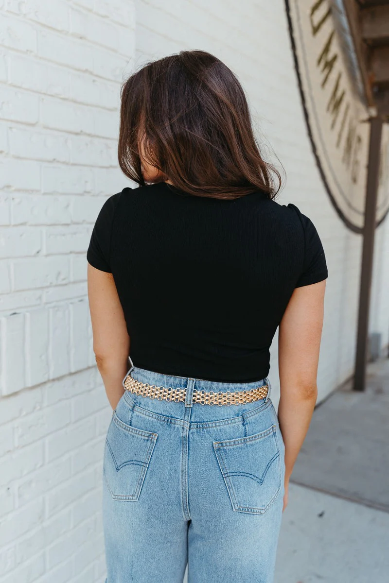 On My Mind Crop Top in Black - Image 4