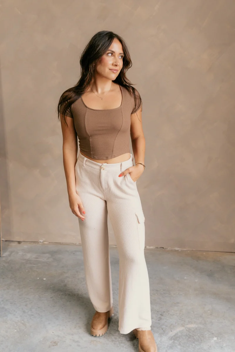 On My Mind Crop Top in Brown