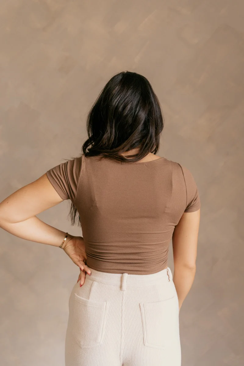 On My Mind Crop Top in Brown - Image 6