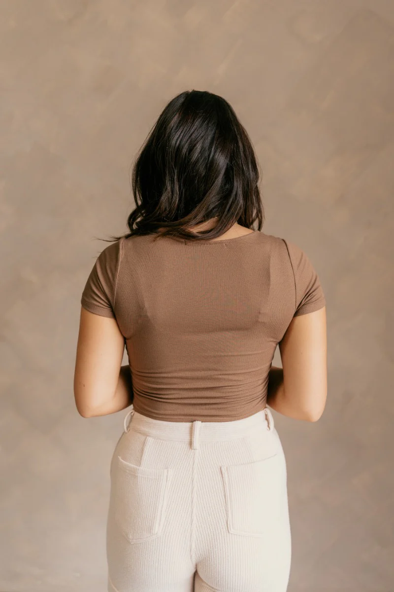 On My Mind Crop Top in Brown - Image 7