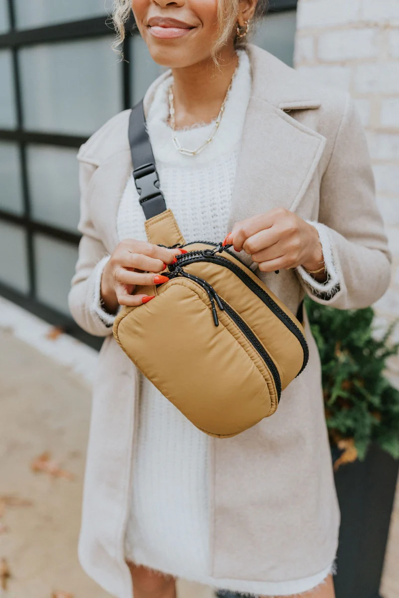 On The Go Sling Bag in Tan