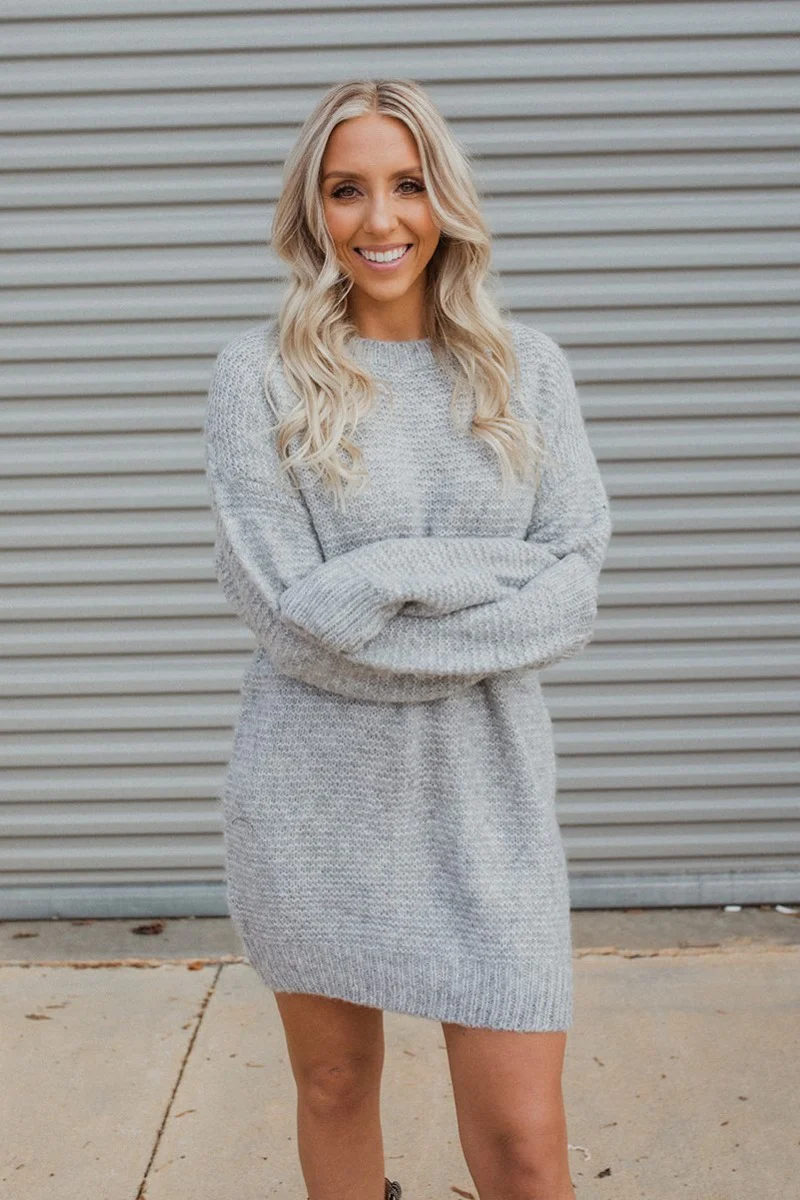 On The Go Sweater Dress In Grey