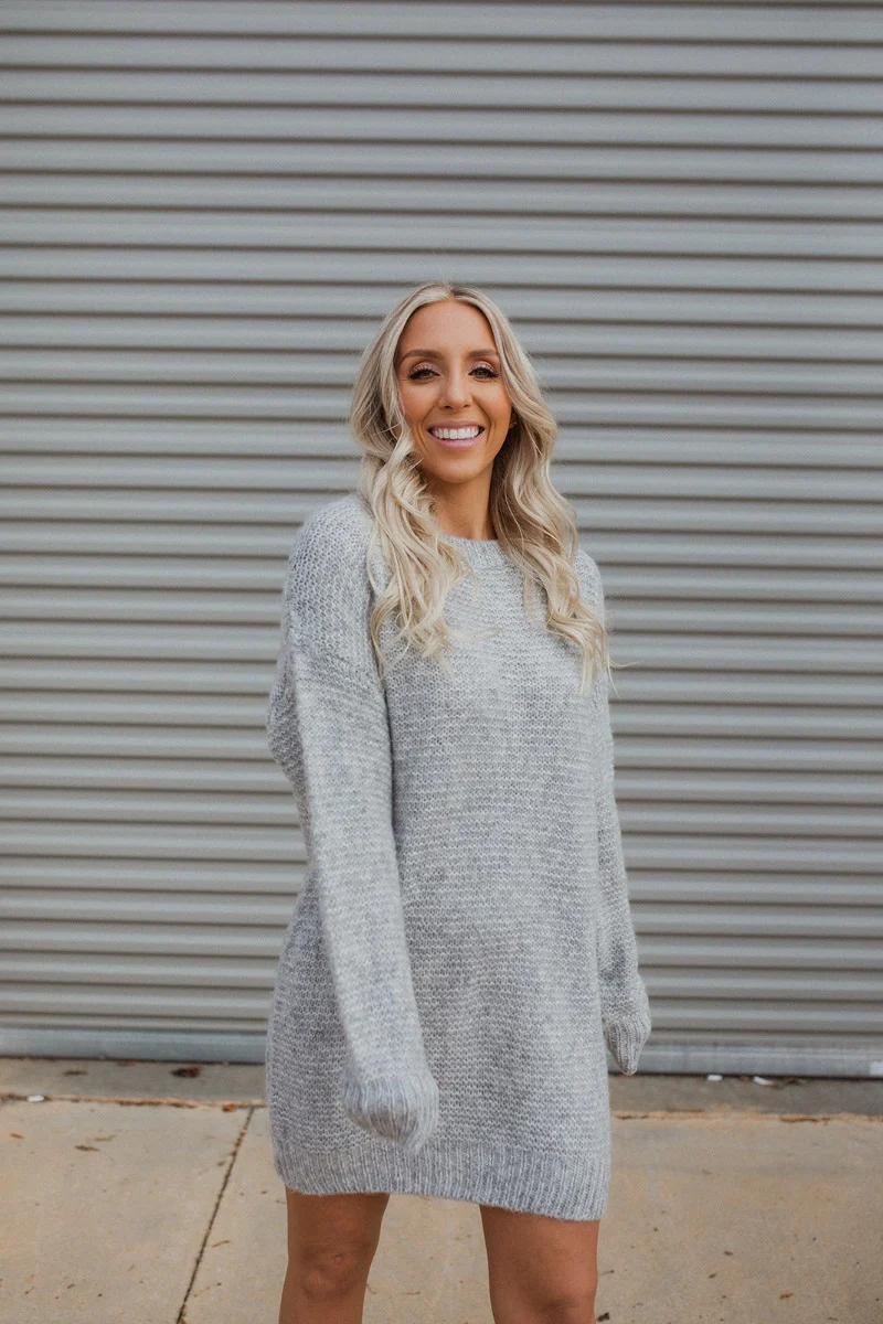 On The Go Sweater Dress In Grey - Image 3