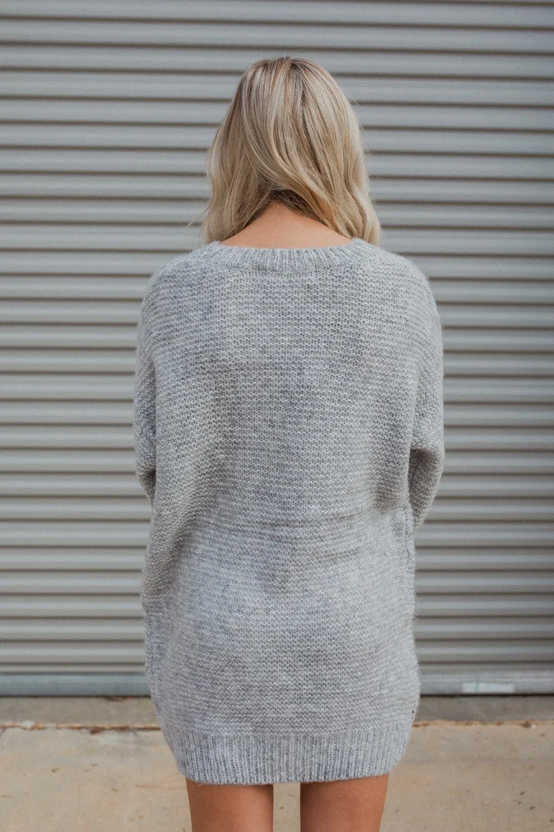 On The Go Sweater Dress In Grey - Image 5