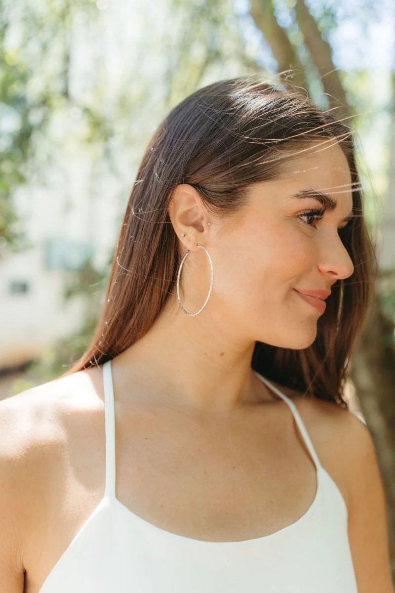 On Your Own Hoop Earrings in Silver - Image 2