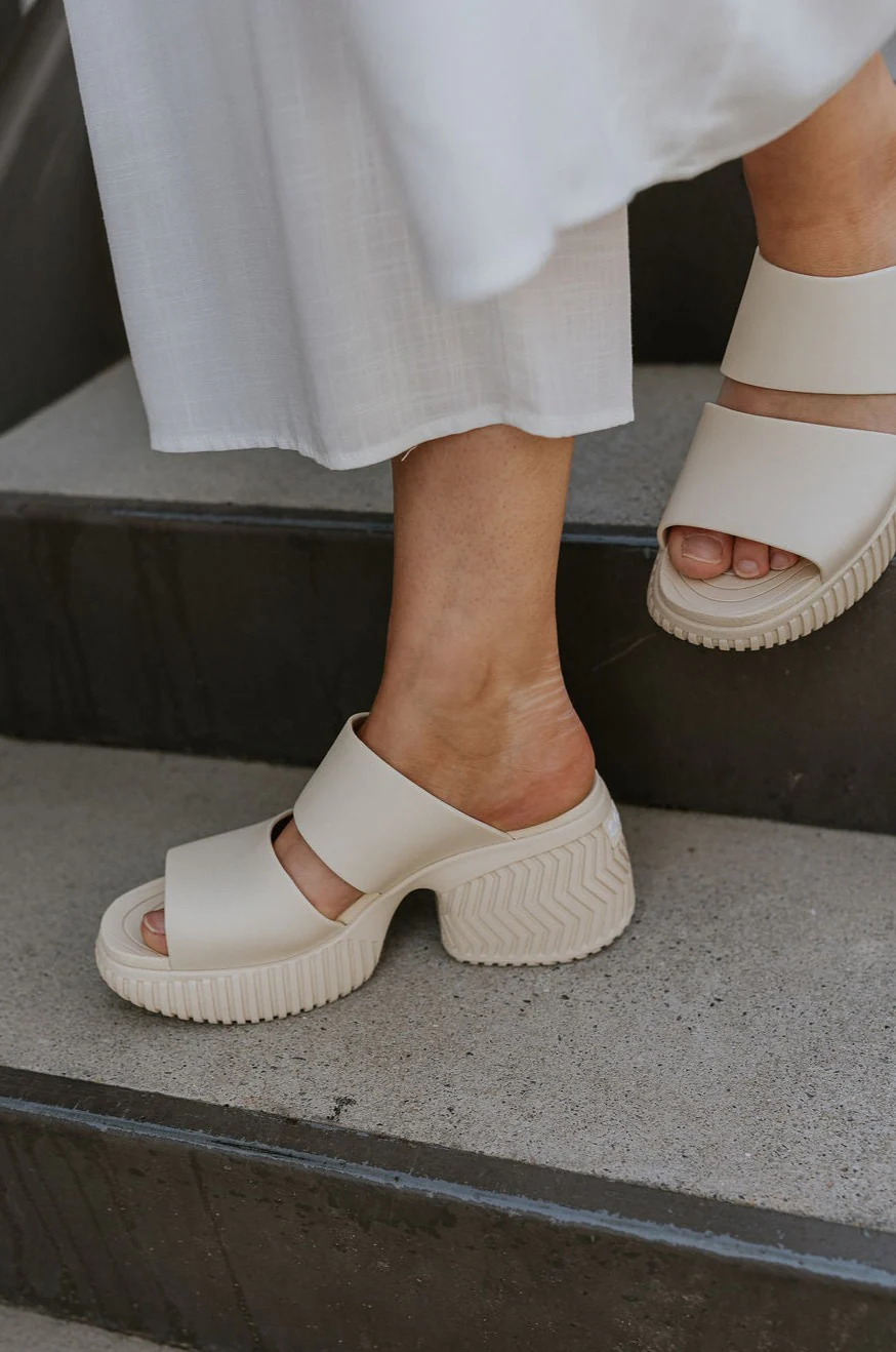 ONA Streetworks Slide Heel Sandal in in Honey White & Sea Salt - Image 4
