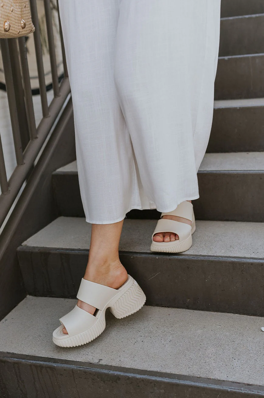 ONA Streetworks Slide Heel Sandal in in Honey White & Sea Salt - Image 5