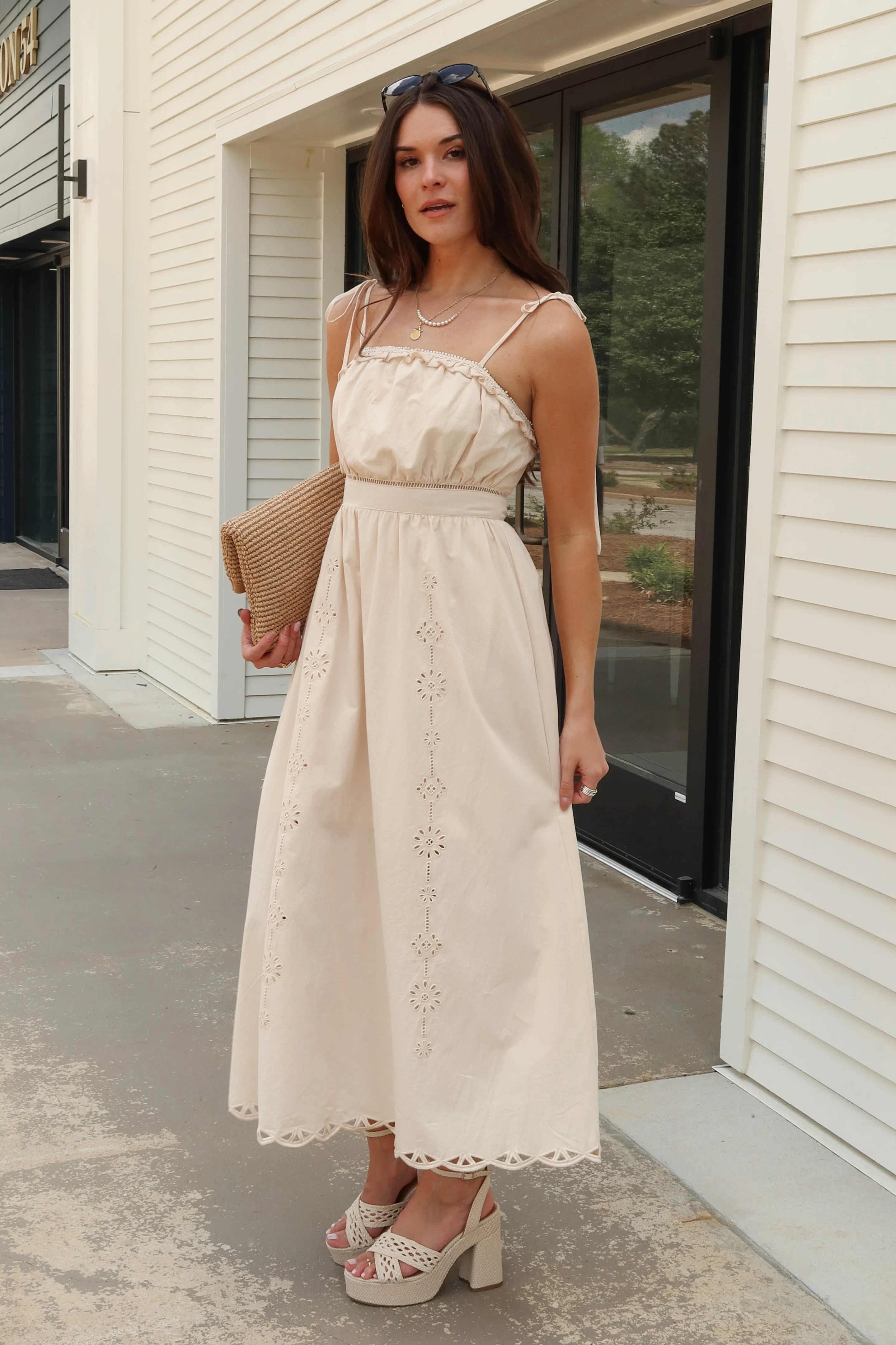 Ophelia Cream Eyelet Midi Dress - Image 4
