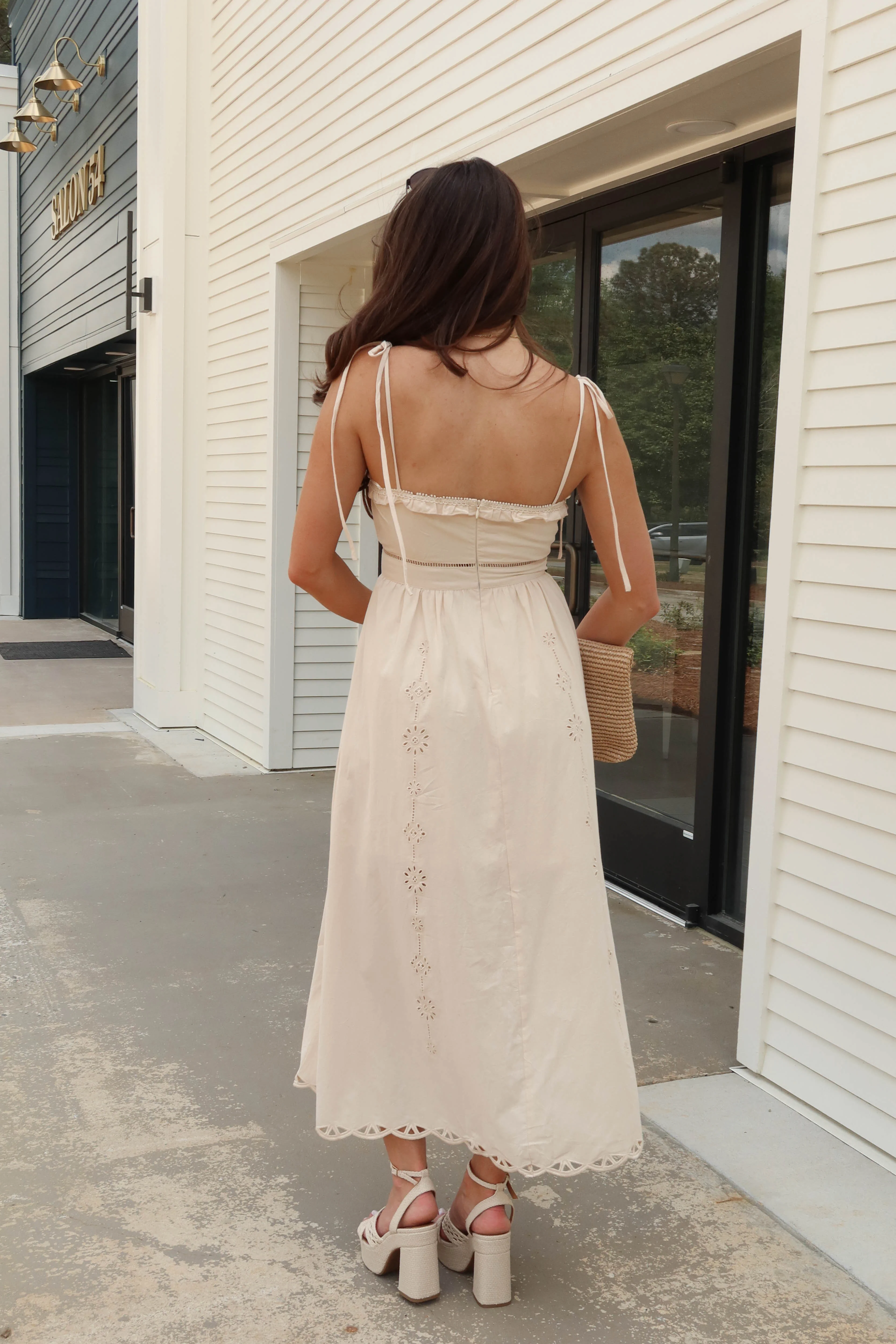 Ophelia Cream Eyelet Midi Dress - Image 5