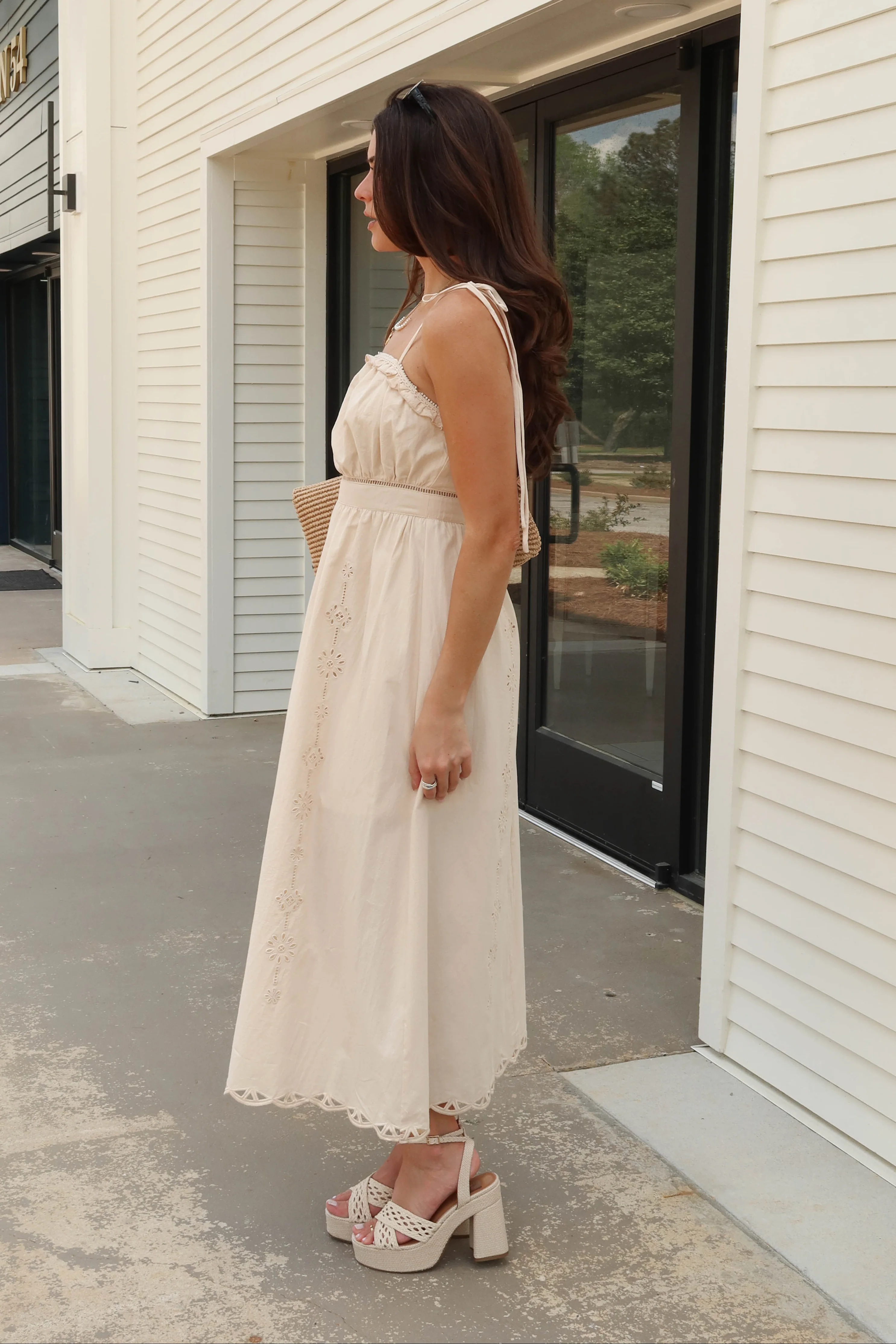 Ophelia Cream Eyelet Midi Dress - Image 6