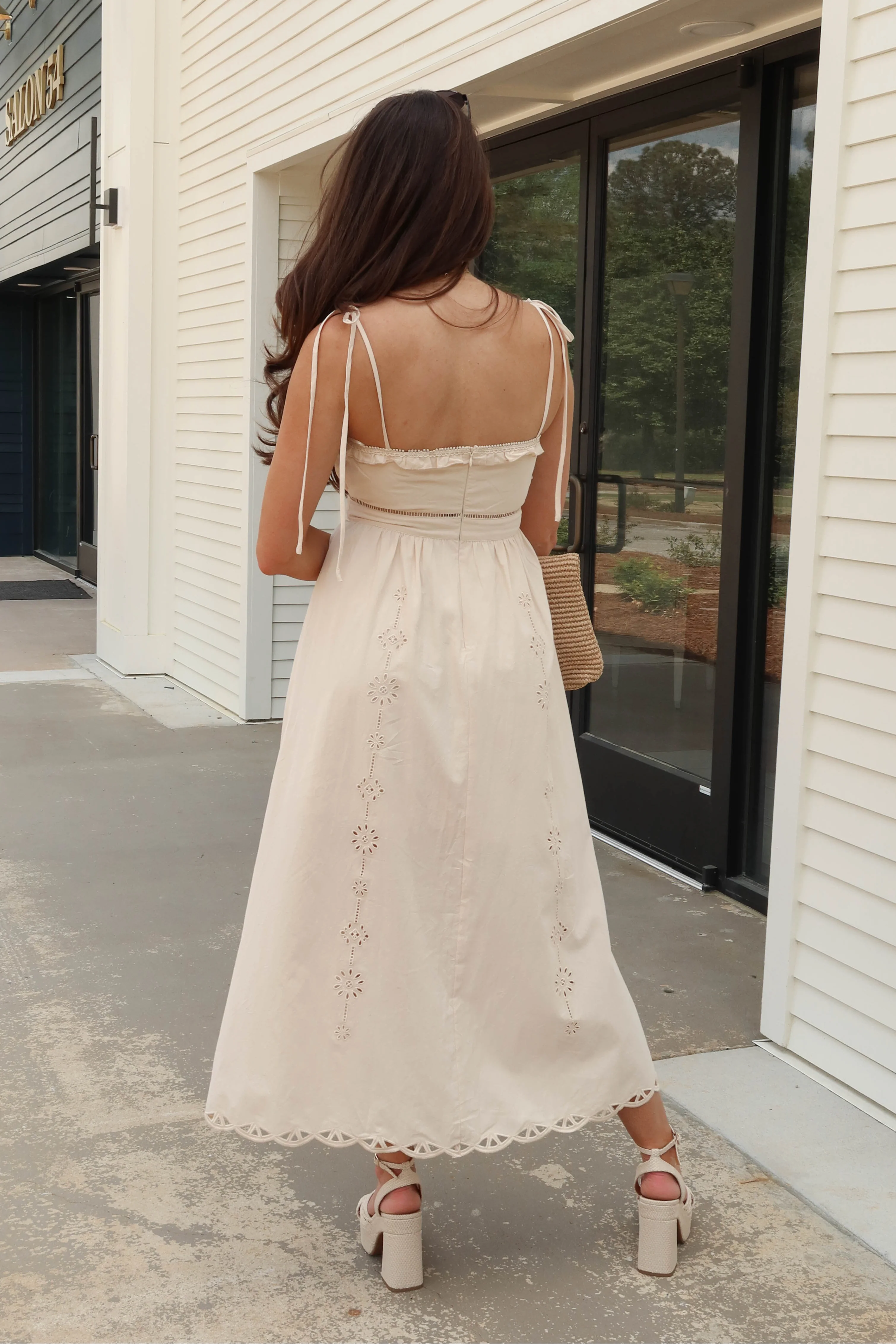 Ophelia Cream Eyelet Midi Dress - Image 7