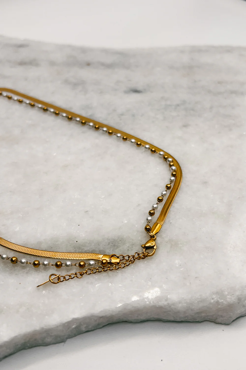Ophelia Gold & Pearl Layered Necklace - Image 2