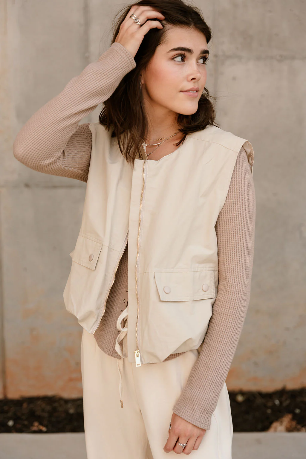 Paige Cream Bubble Hem Vest - Image 4