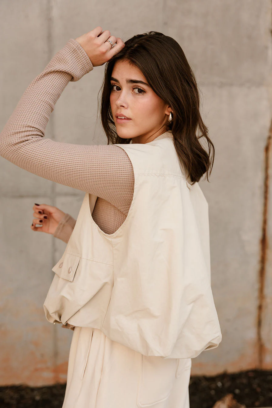 Paige Cream Bubble Hem Vest - Image 6