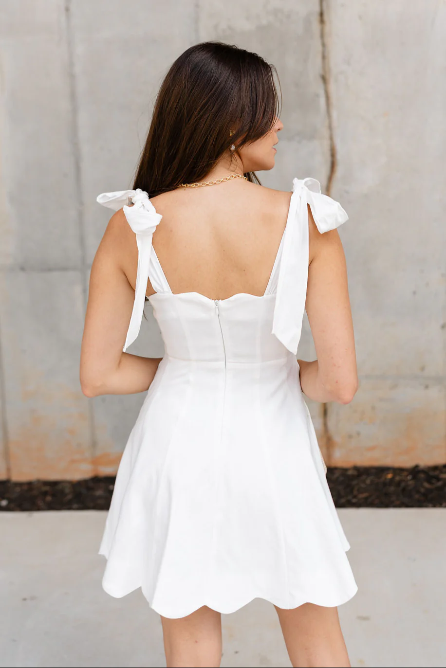 Paige White Scallop Flare Mini Dress - Image 4