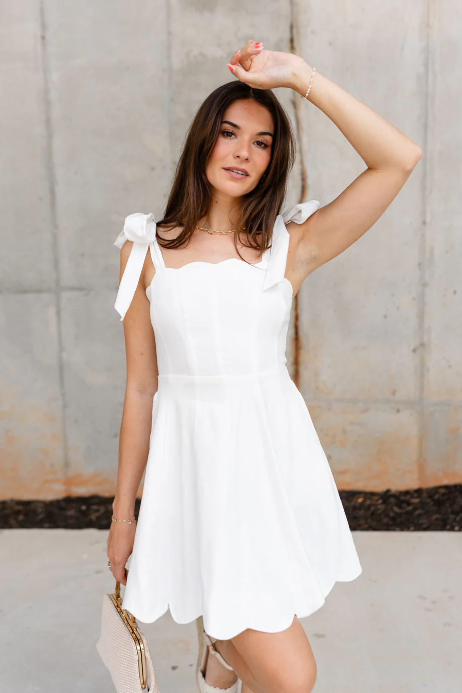 Paige White Scallop Flare Mini Dress - Image 6