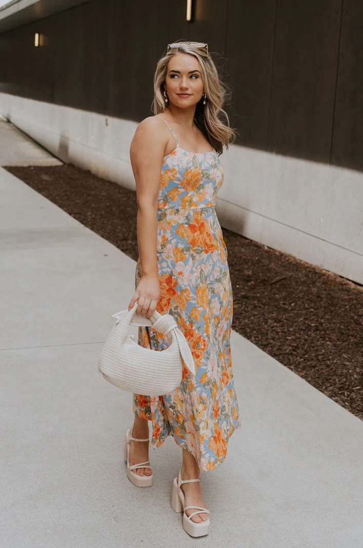 Paislee Multi Floral Midi Dress - Image 4