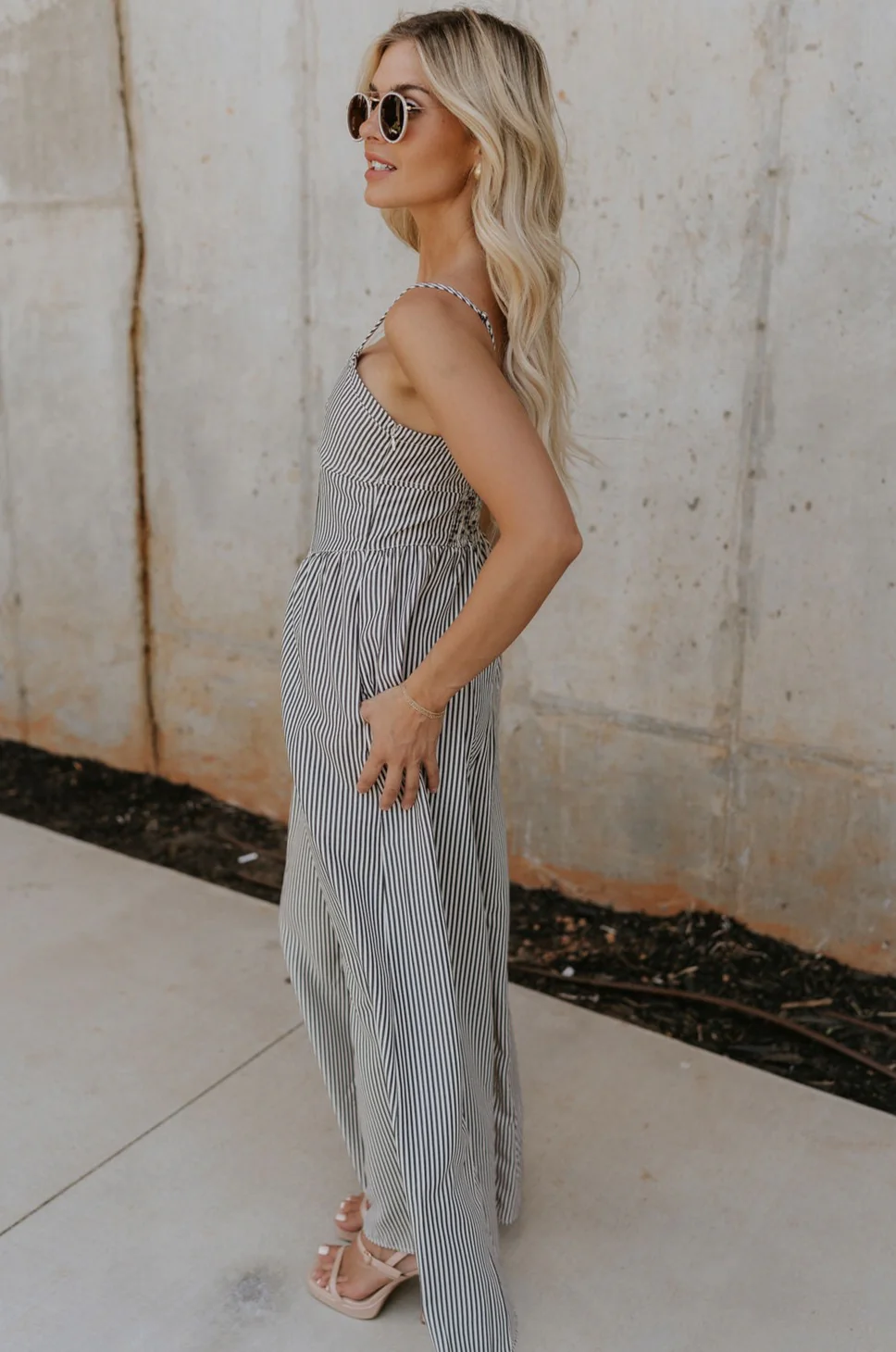Palmer Black & Cream Stripe Sleeveless Jumpsuit - Image 3
