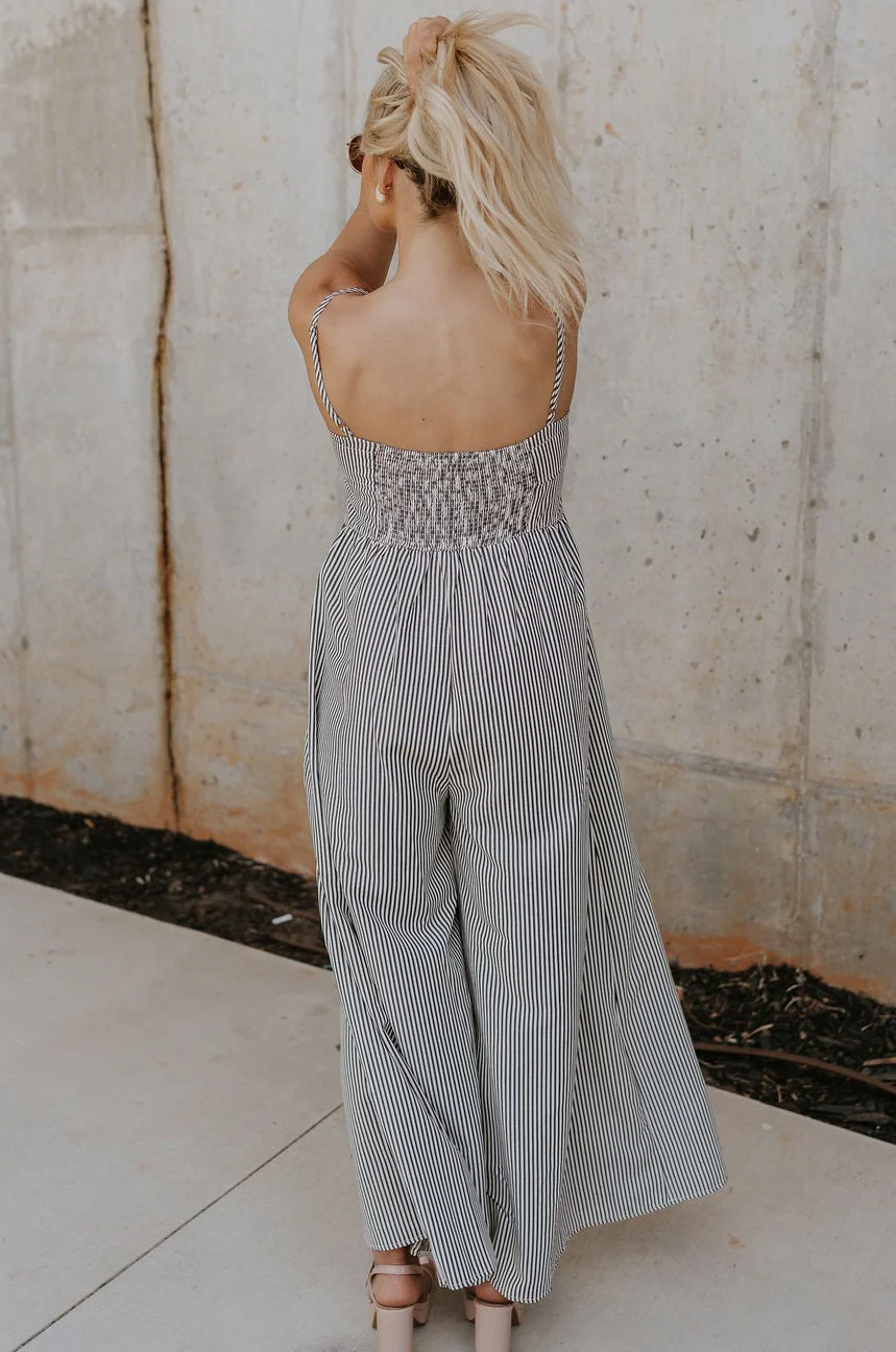 Palmer Black & Cream Stripe Sleeveless Jumpsuit - Image 4