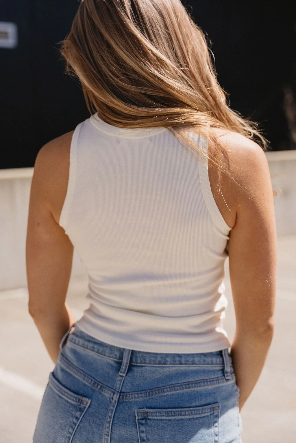 Palmer Cream Ribbed Sleeveless Tank - Image 4