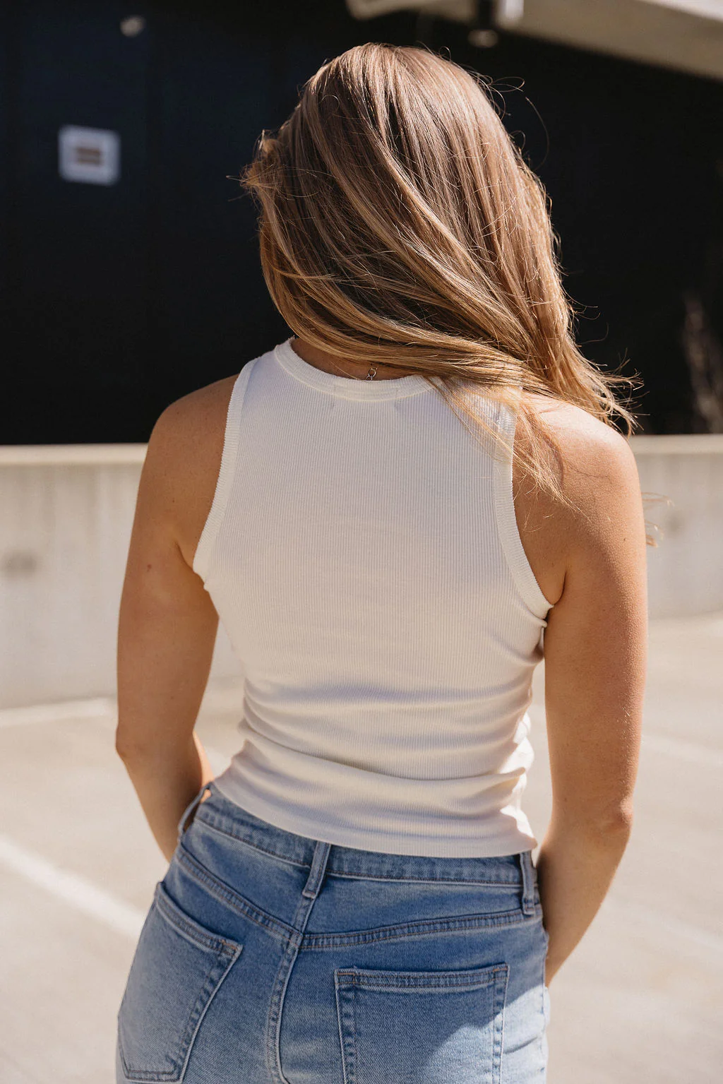 Palmer Cream Ribbed Sleeveless Tank - Image 6