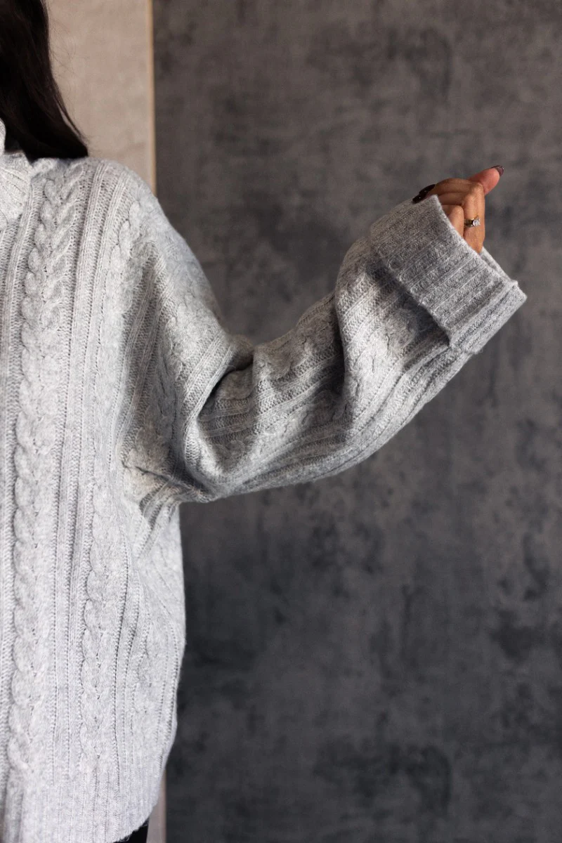 Palmer Grey Knit Turtleneck Long Sleeve Sweater - Image 6