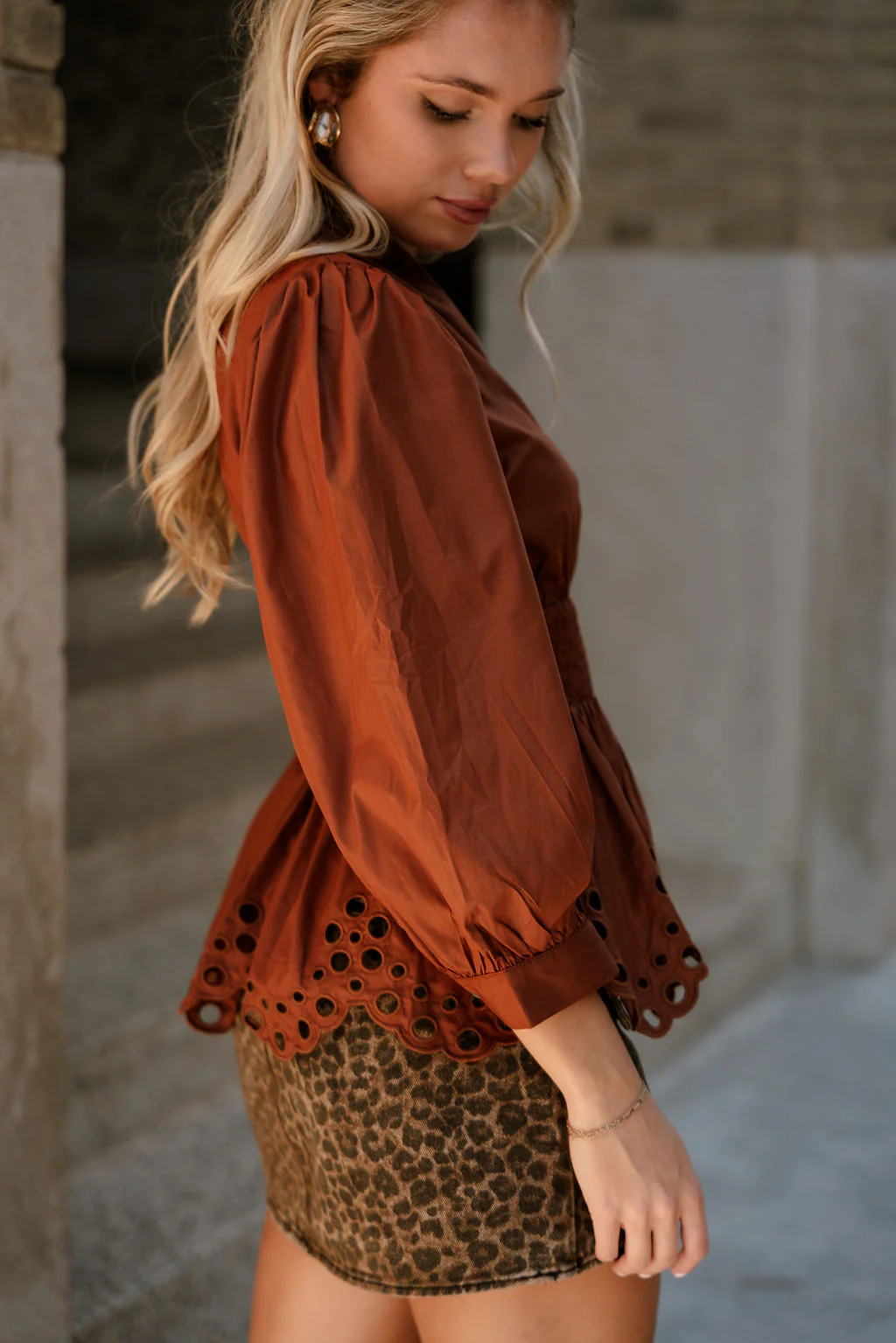 Palmer Rust Eyelet Zip-Up Top - Image 6