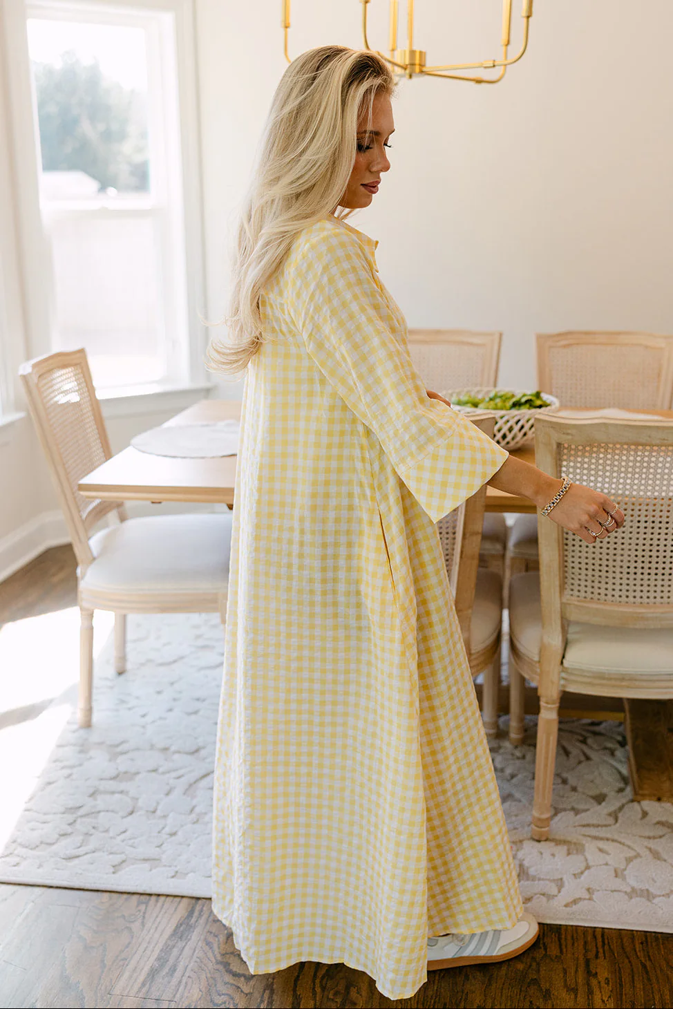 Palmer Yellow & White Gingham Midi Dress - Image 10