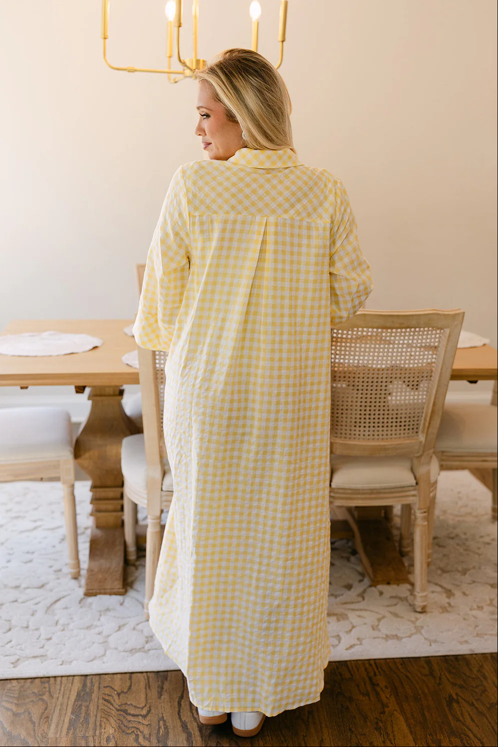 Palmer Yellow & White Gingham Midi Dress - Image 11