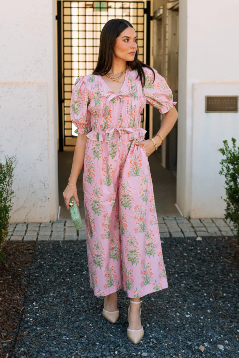 Paloma Pink Floral Puff Sleeve Jumpsuit - Image 10
