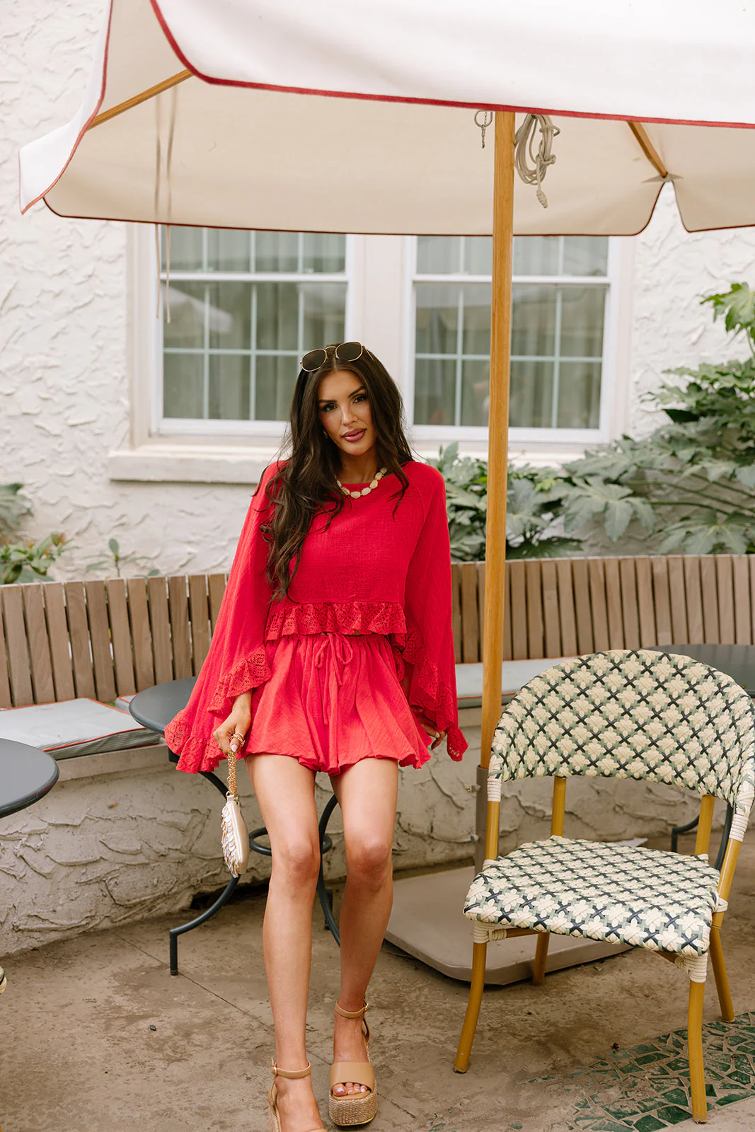 Paloma Red Orange Ruffle Lace Top - Image 2