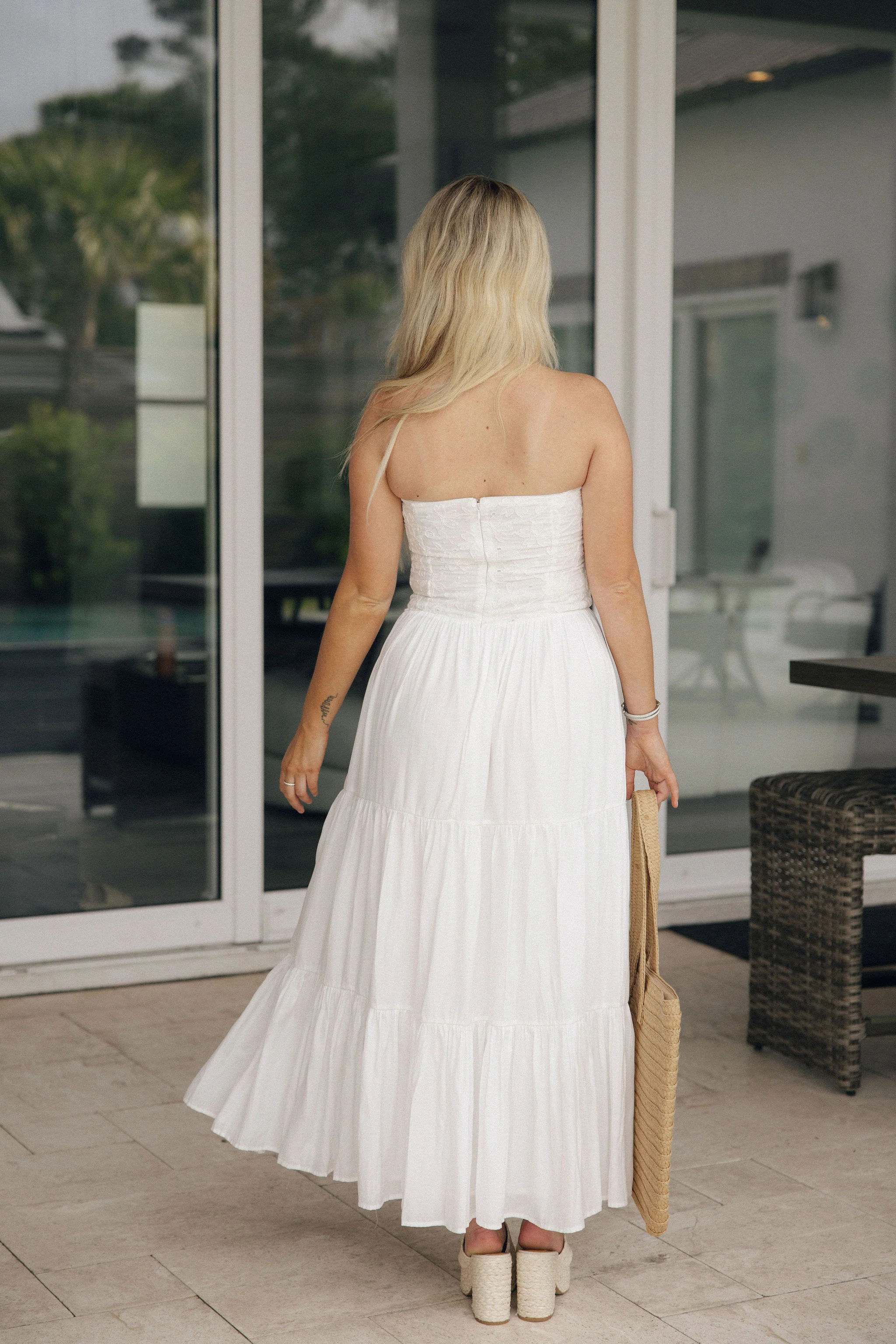 Paloma White Eyelet Strapless Maxi Dress - Image 6
